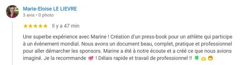 Avis client création pressbook triathlon par YelloWeb Marine
